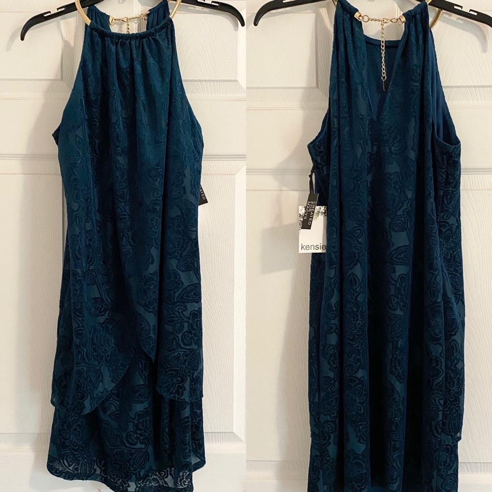 Kensie Dreams Green Floral Halter Cocktail Dress|8